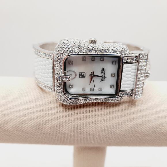 Vintage Victoria Wieck Watch Silver Rhinestone Cuff Stainless Steel Women’s - Picture 2 of 9